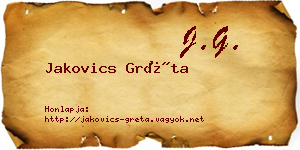 Jakovics Gréta névjegykártya